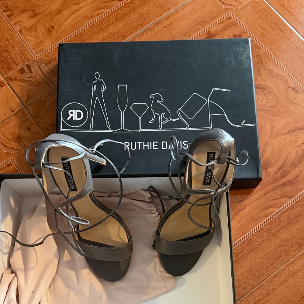 Ruthie Davis Metallic Gray Strappy Heels